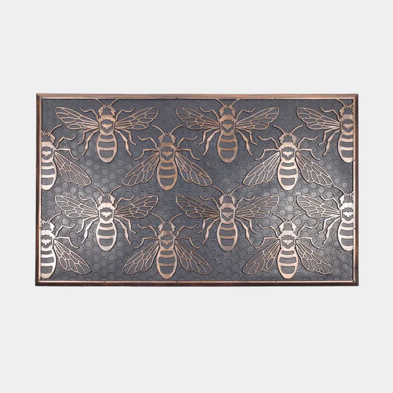 Коврик придверный, 45х75 см, резина, бронзово-черный, Пчелы, Honey
