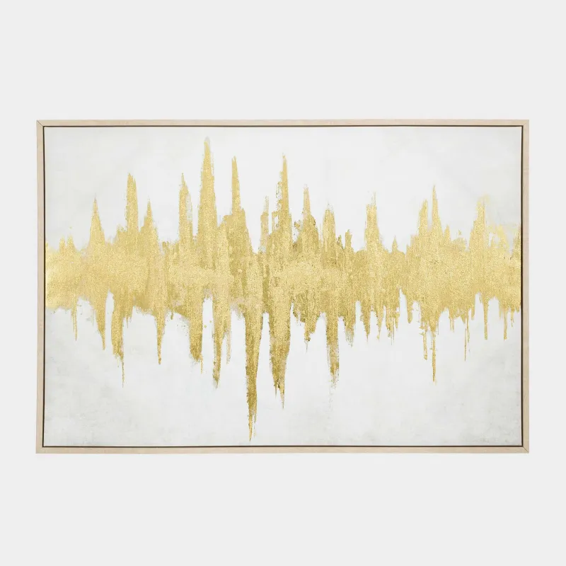 Картина в раме, 120x80 см, холст, золотисто-бежевая, Золотистые штрихи, Abstract, image-0