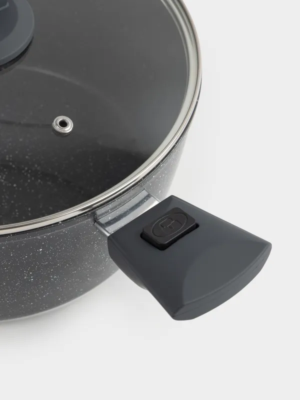 Кастрюля, 24 см, 4,2 л, с крышкой, съемные ручки, с покрытием, алюминий, черная, Scandia, image-2