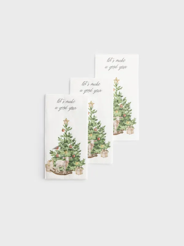Салфетки бумажные, 33х33 см, 20 шт, Елка с подарками, Holiday tree, image-2