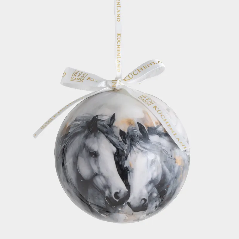 Игрушка елочная, 10 см, пенопласт, Шар, Кони, Ball print