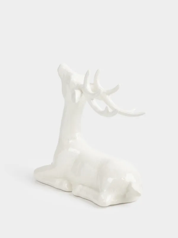 Статуэтка, 17 см, керамика, белая, Олень, Forest deers, image-4