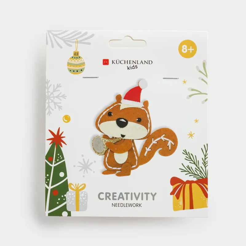 Набор для творчества, 13х15 см, рукоделие, фетр/хлопок, Белка в шапке, Creativity