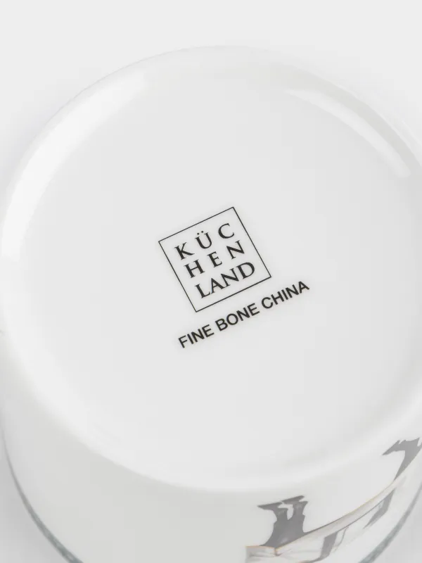 Кружка, 370 мл, фарфор F, бело-зеленая, с серебристым кантом, Конь, Breton horse, image-3