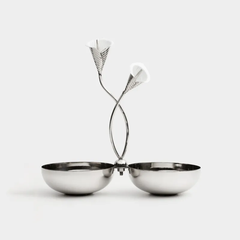 Подставка для закусок, 26х26 см, 2 отд, с ручкой, металл, Каллы, Fantastic flower