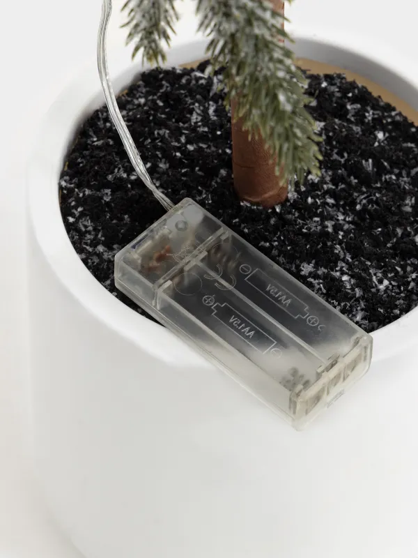 Ель искусственная, 80 см, с подсветкой, в горшке, ПВХ, Ель с шишками, Snowy decor, image-5