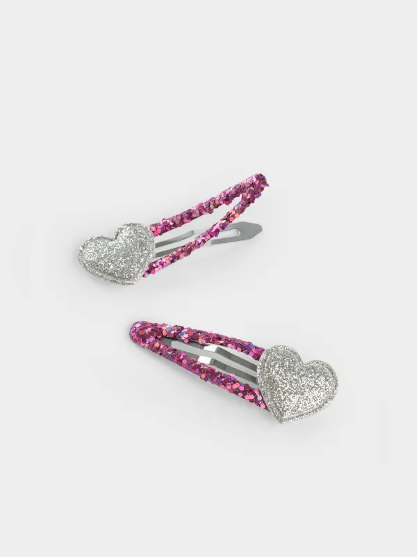 Набор заколок для волос, 5 см, 4 шт, детский, пластик/металл, фиолетовый, Корона/Сердце, Gracile, image-2