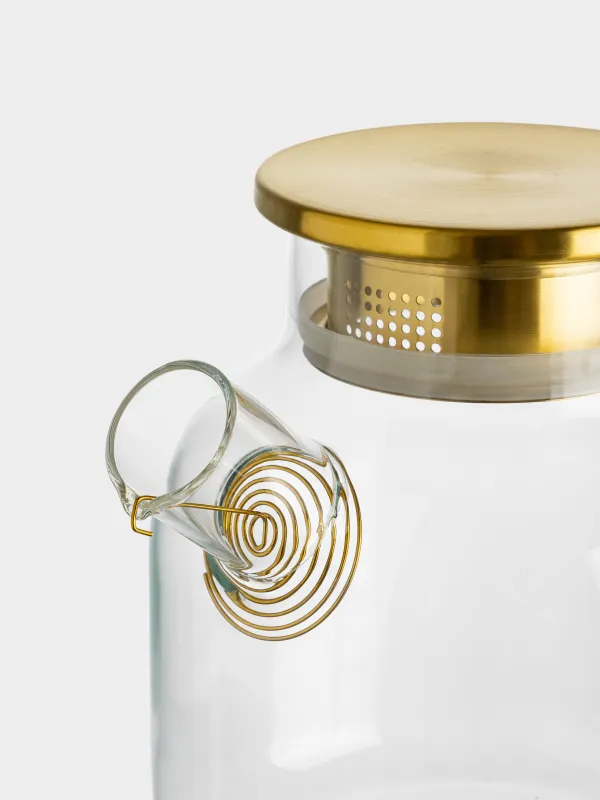 Чайник заварочный, 1,2 л, стекло Б/сталь, золотистый, Classic gold, image-3