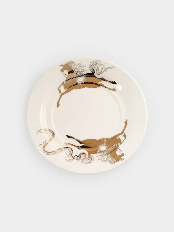 Пара чайная, 1 перс, 2 пр, 220 мл, фарфор N, бело-золотистая, Лошадь, Horse gold, image-4