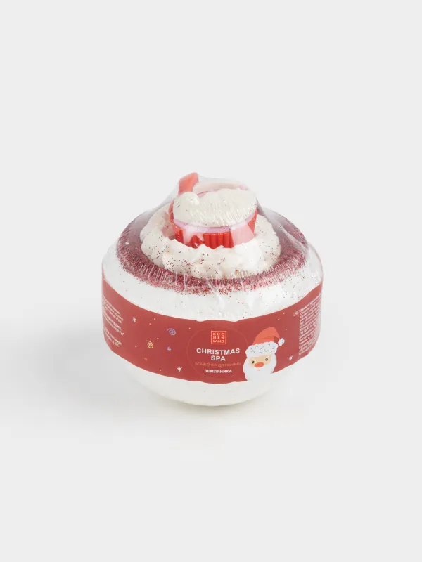 Бомбочка для ванны, 130 гр, с игрушкой, белая, Земляника, Санта, Christmas spa, image-4