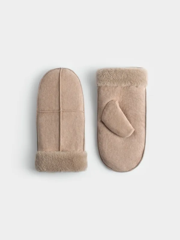 Варежки из искусственной замши с мехом, Suede warm, image-0