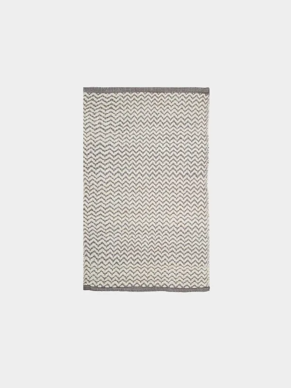 Коврик, 50х80 см, хлопок, бело-серый, Зигзаги с люрексом, Shiny threads, image-0