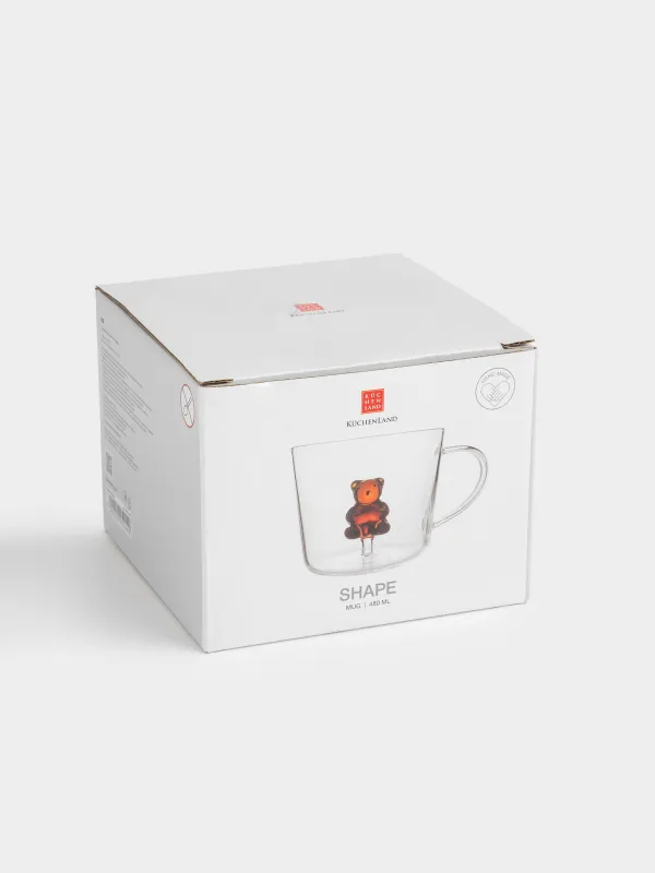 Кружка, 480 мл, стекло Б, Коричневый медведь, Shape, image-4