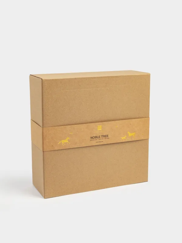 Блюдо сервировочное, 25х10 см, на ножках, дерево/полирезин, круглое, Золотистый конь, Noble tree, image-6