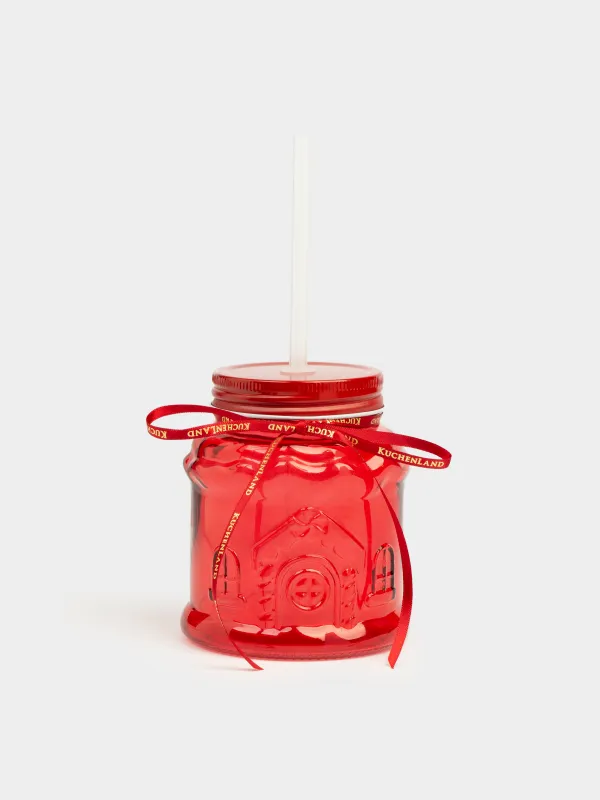 Банка для напитков, 600 мл, стекло, Christmas house, image-0