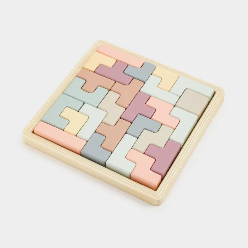 Игрушка-сортер, 17х17 см, развивающая, МДФ, цветная, Тетрис-головоломка, Kiddy, image-1
