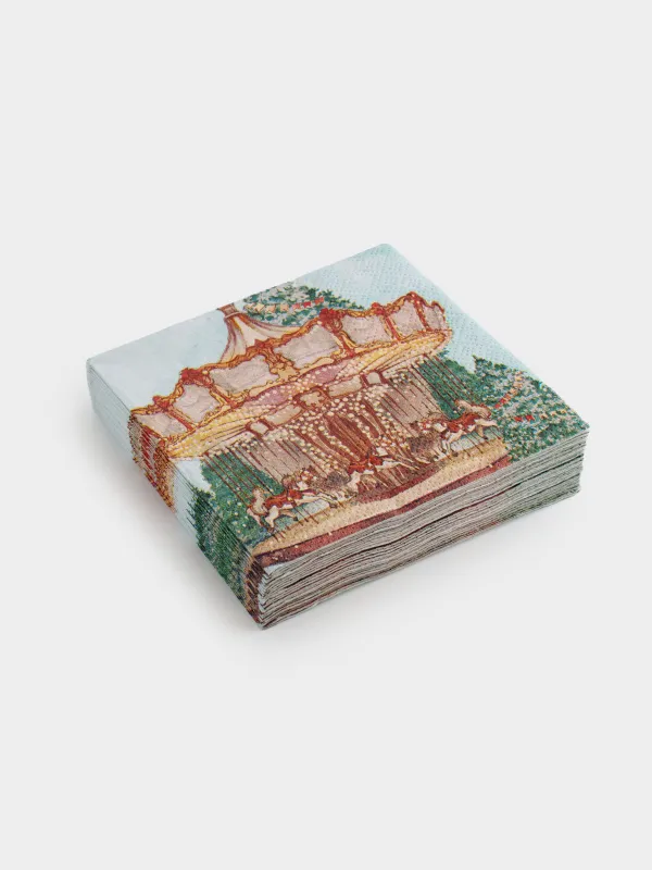 Салфетки бумажные, 21х21 см, 20 шт, квадратные, голубые, Карусель, Carousel, image-1