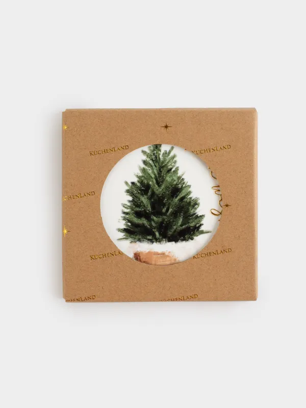 Подставка под кружку, 11х11 см, керамика/пробка, Fir tree, image-4