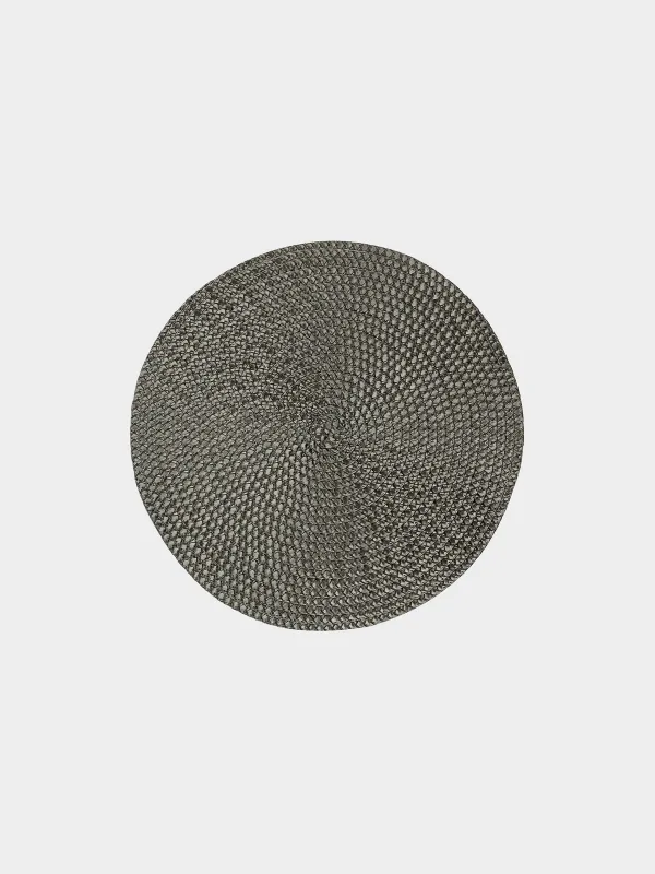 Салфетка под приборы, 38 см, полипропилен/ПЭТ, круглая, темно-зеленая, Circle braid, image-0