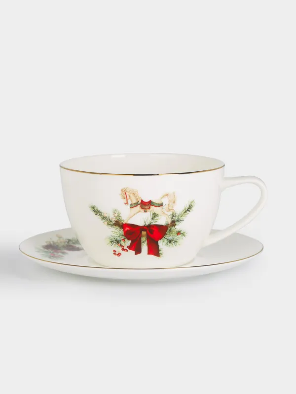 Пара чайная для завтрака, 1 перс, 2 пр, 480 мл, фарфор F, Лошадка, Christmas miracle classic, image-0