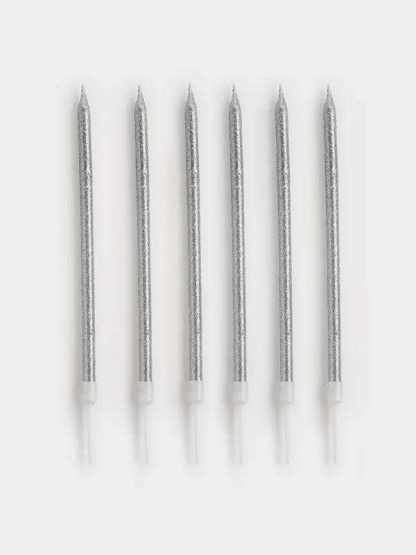 Свеча для торта, 6 шт, тонкая, Birthday party, image-0