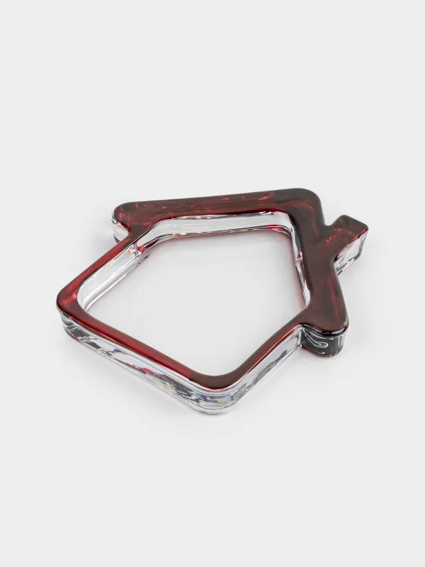 Блюдо, 18х19 см, стекло, бордовое, Дом, House shape, image-0