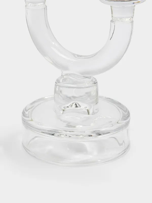 Подсвечник, 19 см, 2 тонкие свечи или 1 цилиндрическая, двусторонний, на ножке, стекло, Clear, image-3