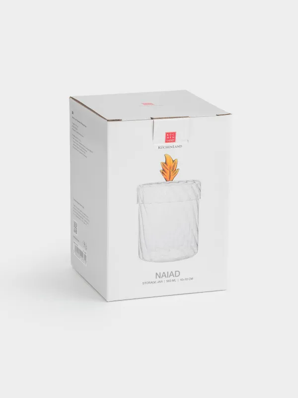 Емкость для хранения, 10х10 см, 560 мл, стекло Б, Янтарный лист, Naiad, image-5