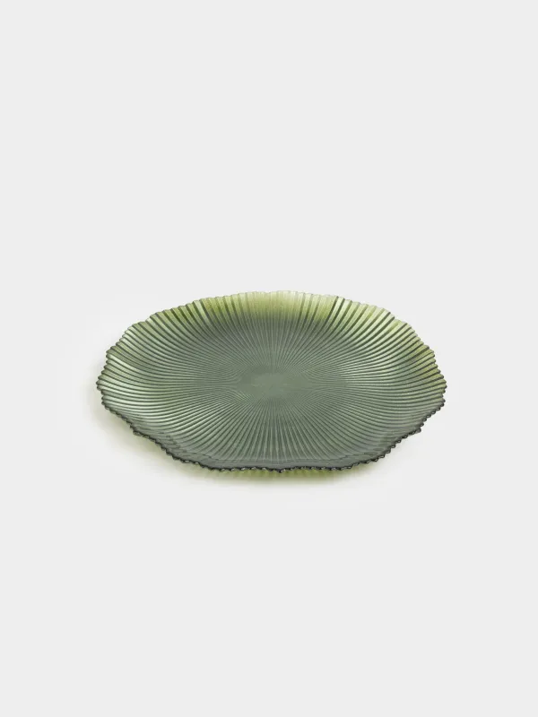 Тарелка обеденная, 28 см, стекло Р, зеленая, Ribby color, image-1