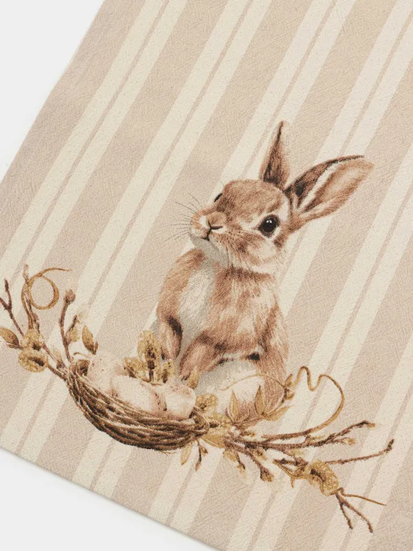 Полотенце кухонное, 40х60 см, хлопок, бежевое, Пасхальный кролик, Rabbit Easter, image-1