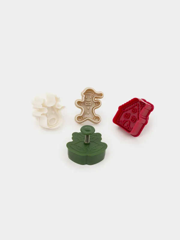 Штамп для выпечки, 4 шт, пластик, цветной, Атрибуты праздника, Bakery color, image-0