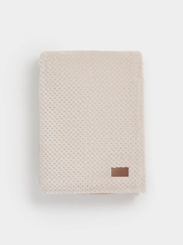 Плед, 140х190 см, фланель, бежевый, Решетка, Flannel, image-0