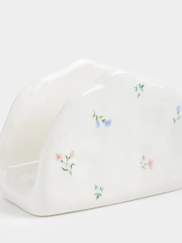 Салфетница, 12 см, керамика D, молочная, Нежные цветы, El flora, image-2