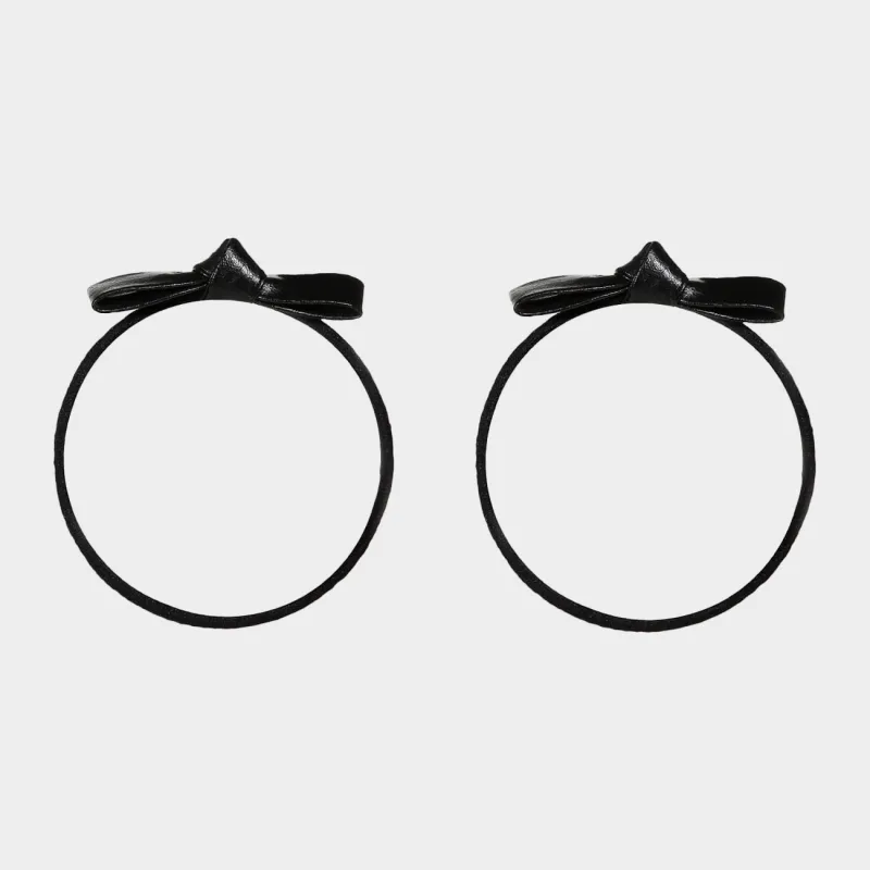 Резинка для волос, 6 см, 2 шт, полиуретан, черная, Бантик, Gracile