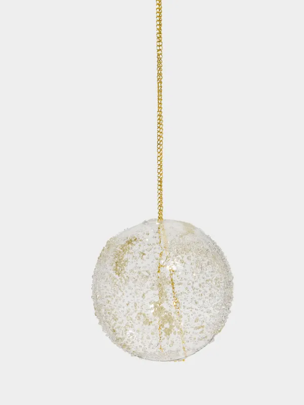 Игрушка елочная, 8х23 см, стекло, с блестками, шампань, Шар с изморозью, Ball sparkle, image-0