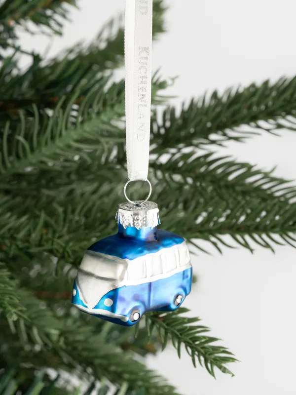 Игрушка елочная, 4 см, стекло, с блестками, голубая, Автобус, Figure christmas, image-3