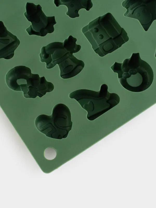 Форма для льда и шоколада, 19х18 см, 25 отд, силикон, зеленая, Атрибуты праздника, Bakery color, image-3