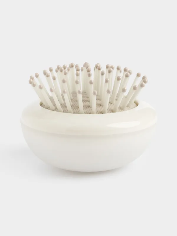 Расческа массажная для волос, 6 см, пластик/резина, дорожная, бежевая, Travel color, image-1