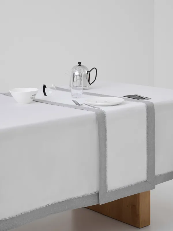 Дорожка настольная, 40х160 см, с люрексом, полиэстер, бело-серая, Milky way, image-5