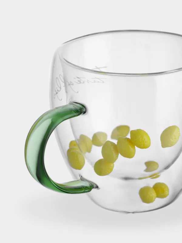 Кружка, 250 мл, стекло Б/смола, зеленая ручка, с лимонами внутри, Air decor, image-2