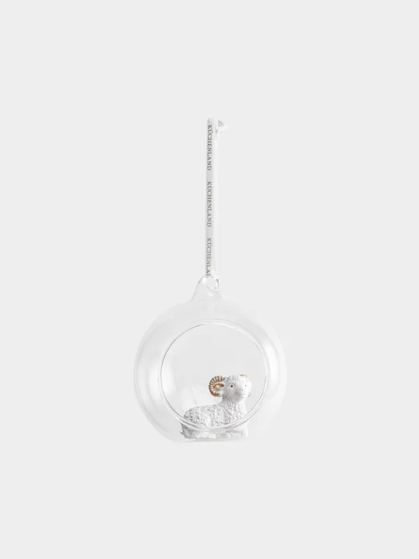 Игрушка елочная, 8 см, Овечка в шаре, Ball shape, image-0