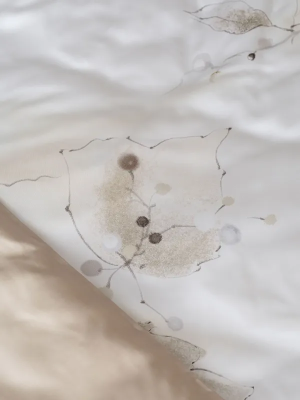 КПБ евро, тенсель 300 ТС, молочный, Цветы с ягодами, Tencel, image-3