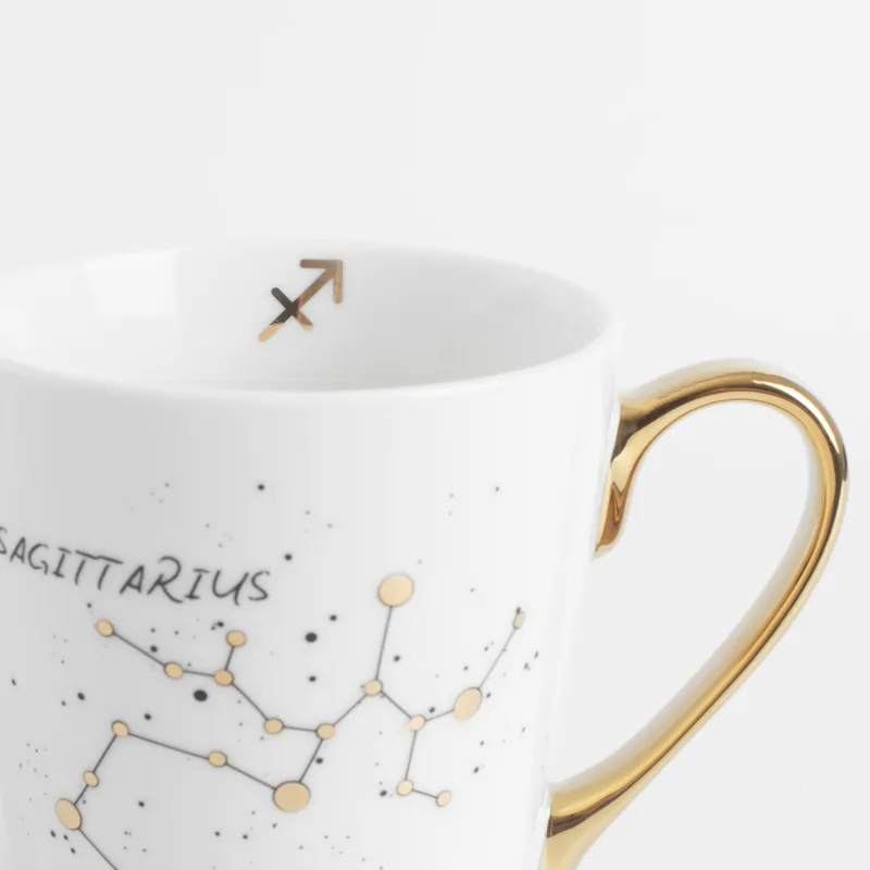 Кружка, 400 мл, фарфор N, молочно-золотистая, Стрелец, Zodiac, image-3