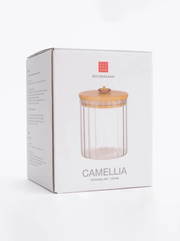 Банка для сыпучих продуктов, 500 мл, стекло Б/бамбук, Camellia, image-5