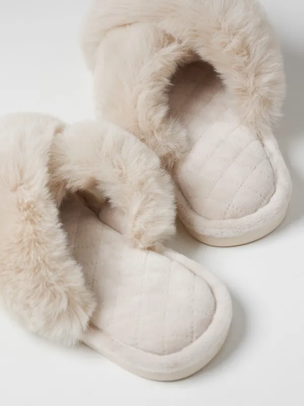 Тапочки женские, домашние, полиэстер, бежевые, Tape, image-2