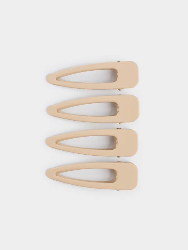 Заколка для волос, 8 см, 4 шт, металл, бежевая, Basic, image-0