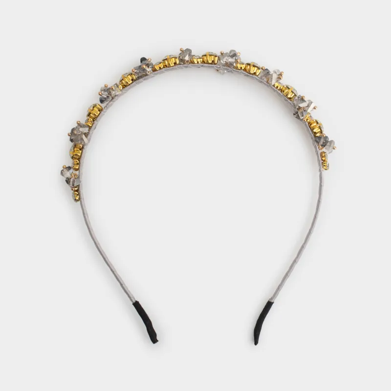 Ободок для волос, 17х15 см, стекло/металл, серебристый, Кристаллы, Hair crystal