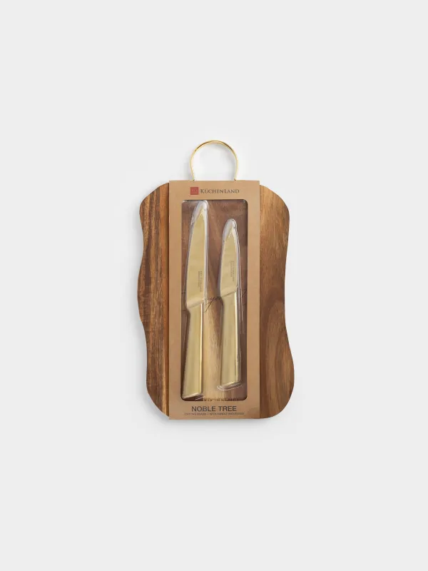 Доска разделочная, 19х34 см, с ручкой, с ножами, дерево/сталь, фигурная, Enjoyment, Noble tree, image-5