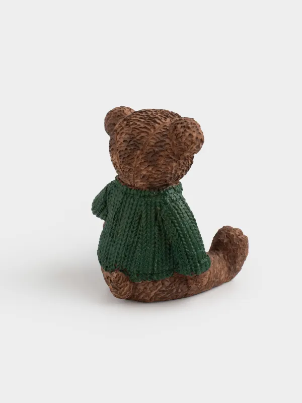 Статуэтка, 10 см, полирезин, коричневая, Медвежонок в свитере, Figure christmas, image-3