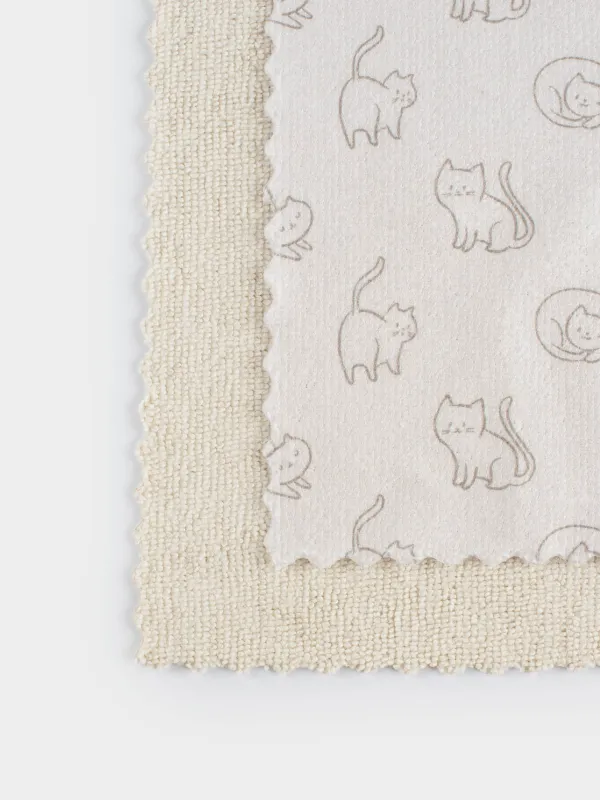 Тряпка универсальная, 30х30 см, 2 шт, микрофибра, серо-бежевая, Коты, Clean, image-2